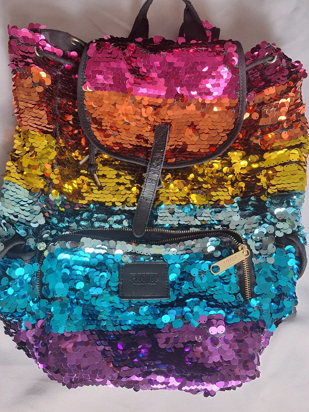 PINK Victoria's Secret Multi-Color Sequin Backpack - Rainbow Sequin Women’s Bag